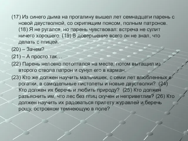 (17) Из синего дыма на прогалину вышел лет семнадцати парень с