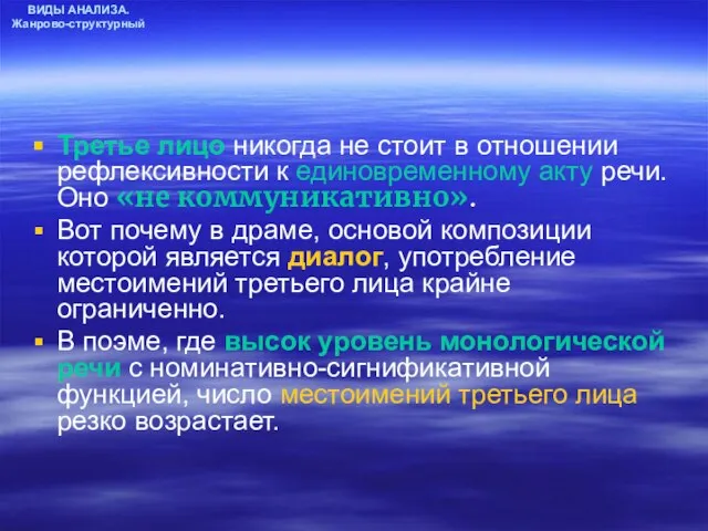 ВИДЫ АНАЛИЗА. Жанрово-структурный Третье лицо никогда не стоит в отношении рефлексивности