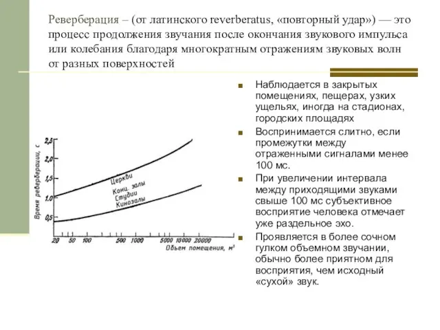 Реверберация – (от латинского reverberatus, «повторный удар») — это процесс продолжения