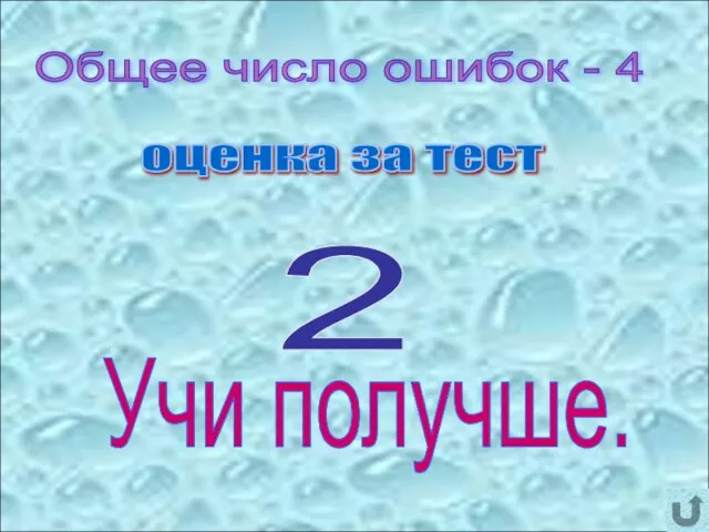 Общее число ошибок - 4 оценка за тест Учи получше. 2