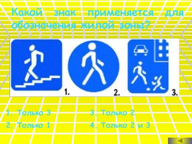 Какой знак применяется для обозначения жилой зоны? Только 3 Только 1