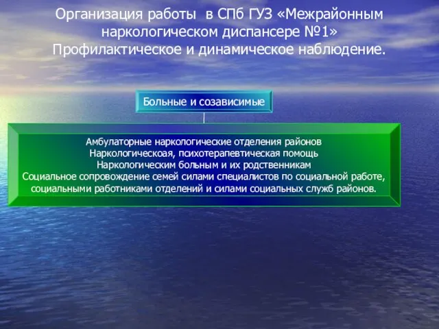 Организация работы в СПб ГУЗ «Межрайонным наркологическом диспансере №1» Профилактическое и динамическое наблюдение.