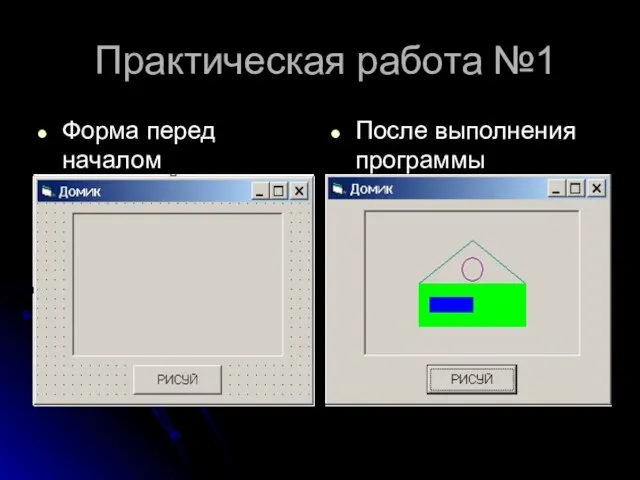 Практическая работа №1 Форма перед началом После выполнения программы