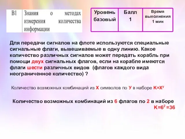 Количество возможных комбинаций из Х символов по У в наборе K=Xy