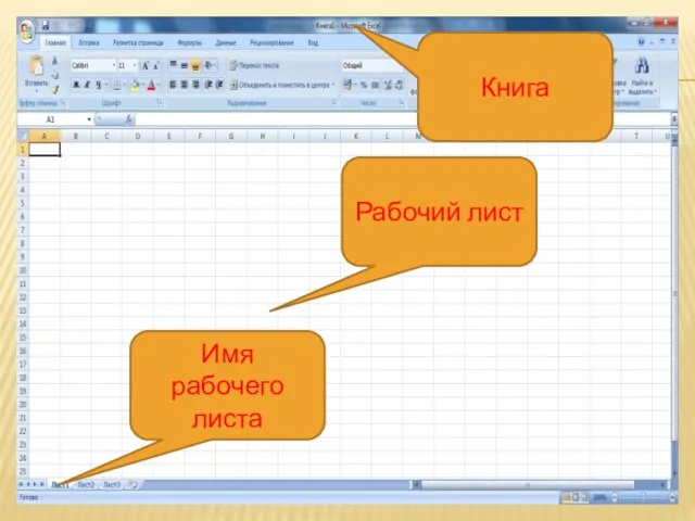 Рабочие листы и книги При работе на компьютере электронная таблица существует