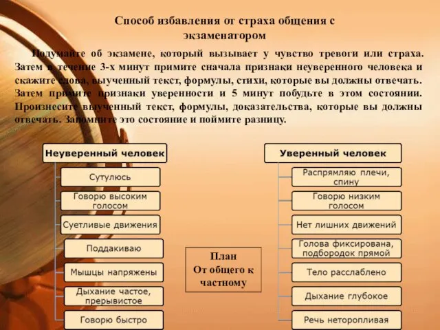 Подумайте об экзамене, который вызывает у чувство тревоги или страха. Затем