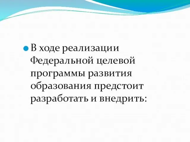 В ходе реализации Федеральной целевой программы развития образования предстоит разработать и внедрить: