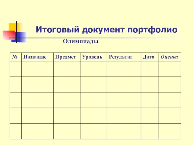 Итоговый документ портфолио Олимпиады
