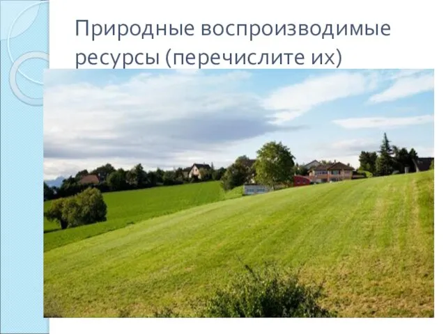 Природные воспроизводимые ресурсы (перечислите их)