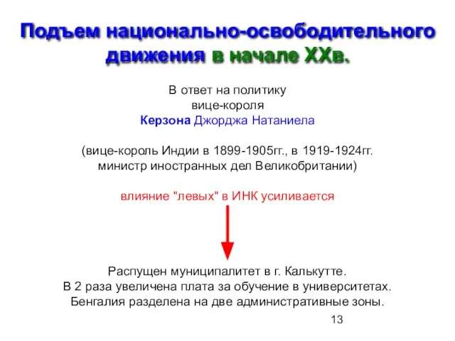 Подъем национально-освободительного движения в начале ХХв. В ответ на политику вице-короля