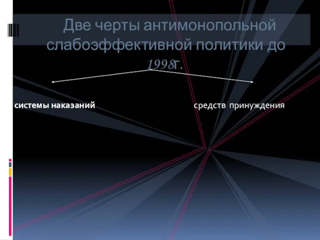 Две черты антимонопольной слабоэффективной политики до 1998г. системы наказаний средств принуждения