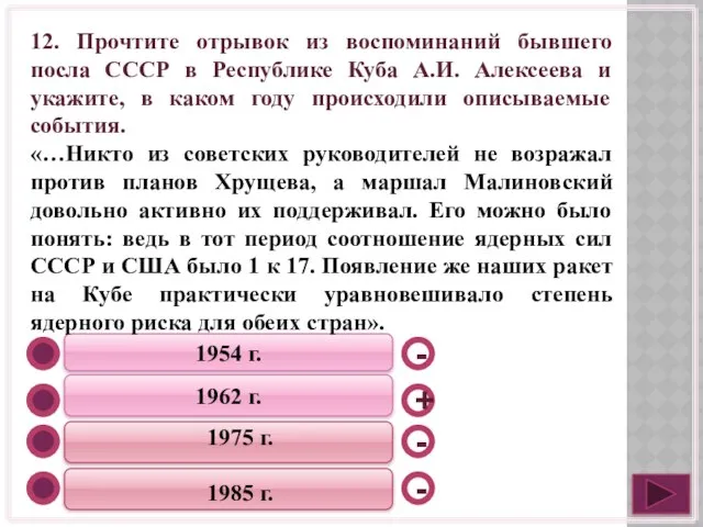 1954 г. 1962 г. 1975 г. 1985 г. - - +