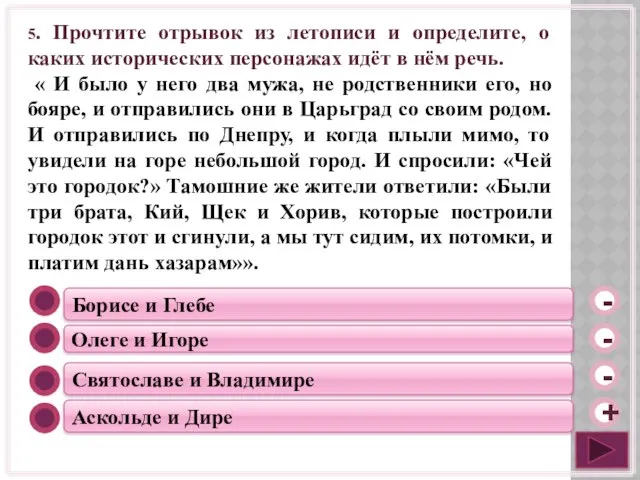 Борисе и Глебе Олеге и Игоре Святославе и Владимире Аскольде и