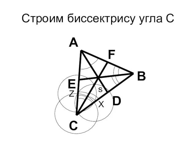 Строим биссектрису угла C В С А D Е s F X Z