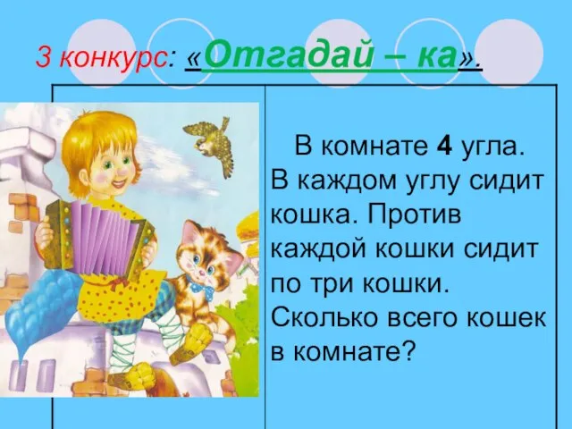 3 конкурс: «Отгадай – ка».