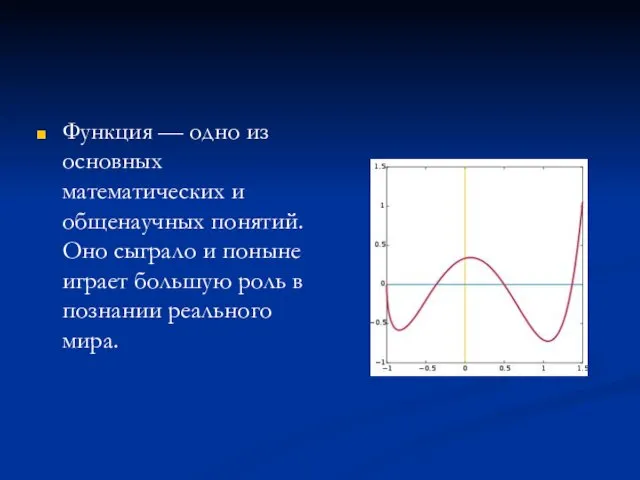 Функция — одно из основных математических и общенаучных понятий. Оно сыграло