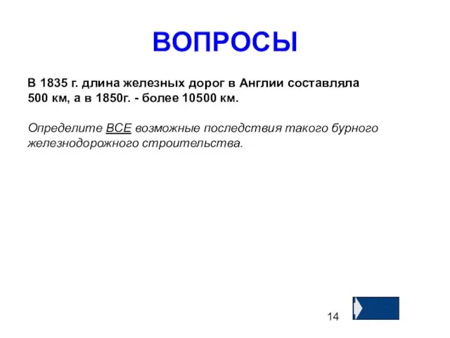 ВОПРОСЫ В 1835 г. длина железных дорог в Англии составляла 500