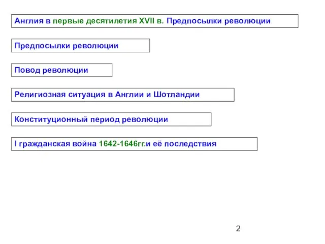 Англия в первые десятилетия XVII в. Предпосылки революции Предпосылки революции Повод