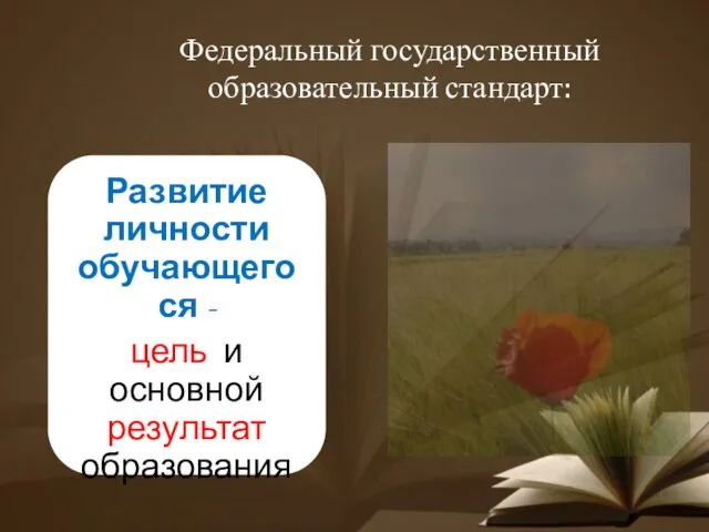 Федеральный государственный образовательный стандарт: Развитие личности обучающегося - цель и основной результат образования