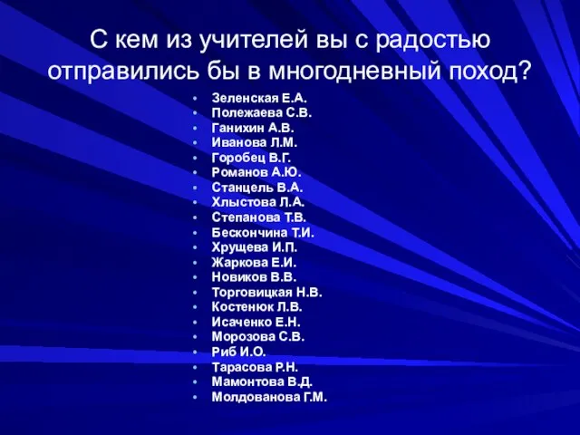 С кем из учителей вы с радостью отправились бы в многодневный