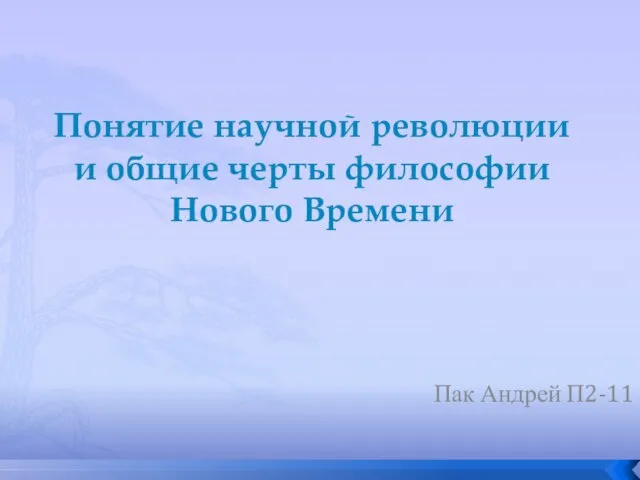 Понятие научной революции и общие черты философии Нового Времени Пак Андрей П2-11