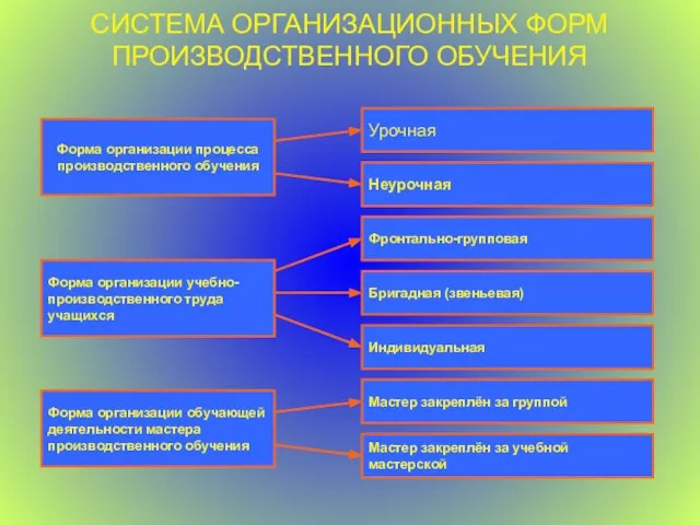 СИСТЕМА ОРГАНИЗАЦИОННЫХ ФОРМ ПРОИЗВОДСТВЕННОГО ОБУЧЕНИЯ