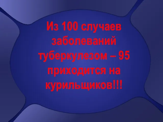 Из 100 случаев заболеваний туберкулезом – 95 приходится на курильщиков!!!