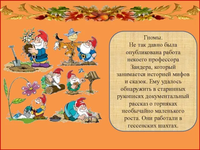 Гномы. Не так давно была опубликована работа некоего профессора Зандера, который