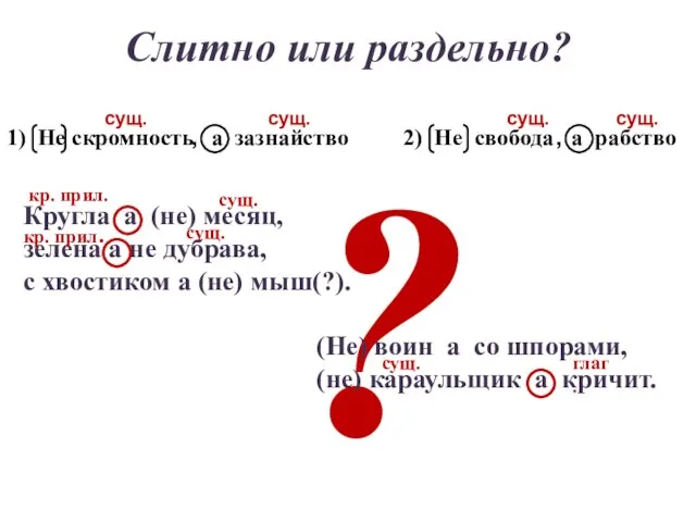 ? Слитно или раздельно? 1) Не скромность а зазнайство 2) Не