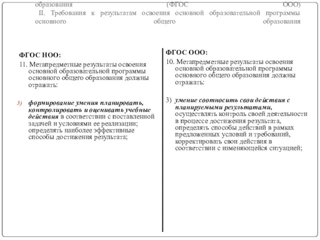 Федеральный государственный образовательный стандарт основного общего образования (ФГОС ООО) II. Требования