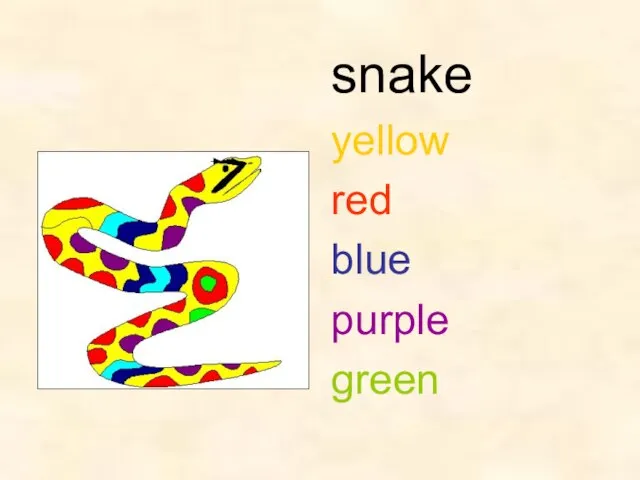 snake yellow red blue purple green