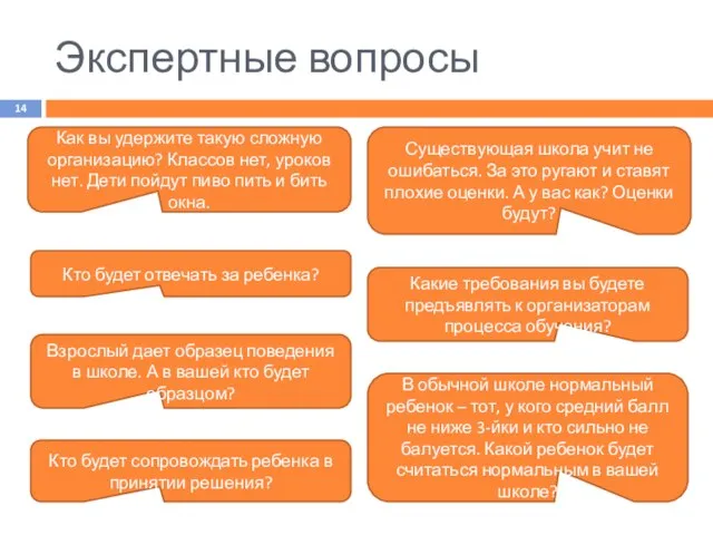 Экспертные вопросы Как вы удержите такую сложную организацию? Классов нет, уроков