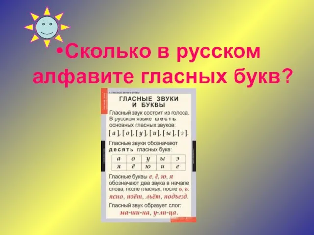 Сколько в русском алфавите гласных букв?