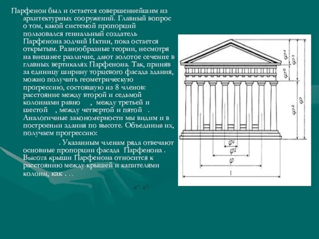 Парфенон был и остается совершеннейшим из архитектурных сооружений. Главный вопрос о