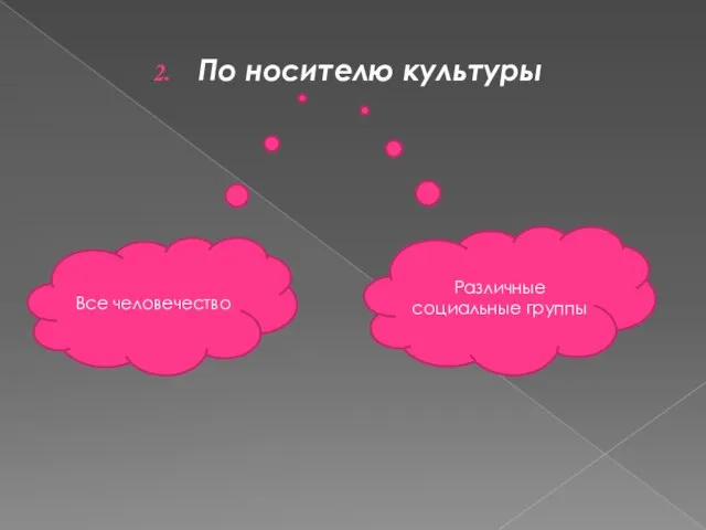 По носителю культуры Все человечество Различные социальные группы