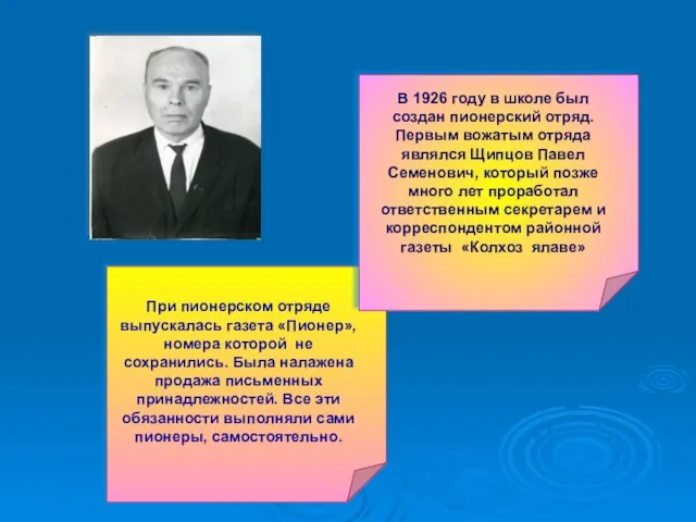 При пионерском отряде выпускалась газета «Пионер», номера которой не сохранились. Была