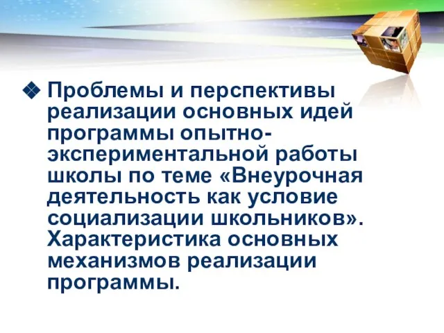 Проблемы и перспективы реализации основных идей программы опытно-экспериментальной работы школы по