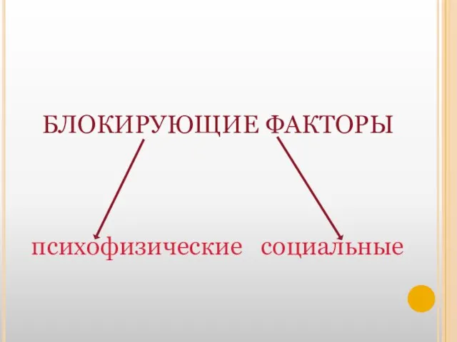 БЛОКИРУЮЩИЕ ФАКТОРЫ психофизические социальные