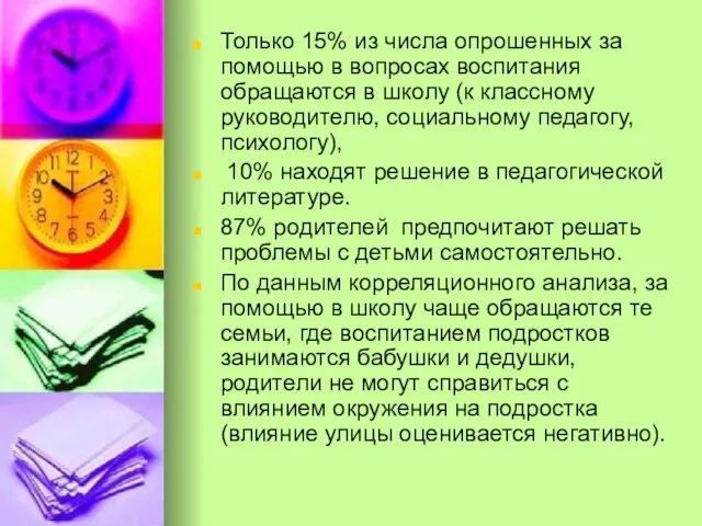 Только 15% из числа опрошенных за помощью в вопросах воспитания обращаются