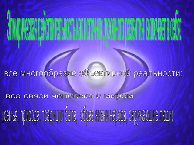 Эпмирическая действительность как источник духовного развития включает в себя: все многообразие