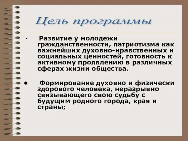 Развитие у молодежи гражданственности, патриотизма как важнейших духовно-нравственных и социальных ценностей,