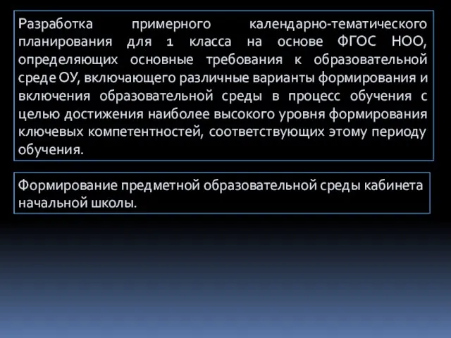 Разработка примерного календарно-тематического планирования для 1 класса на основе ФГОС НОО,