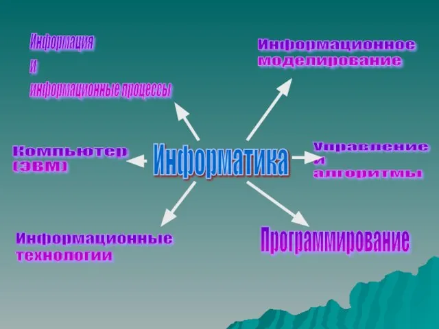 Информатика Информация и информационные процессы Компьютер (ЭВМ) Информационные технологии Информационное моделирование Управление и алгоритмы Программирование