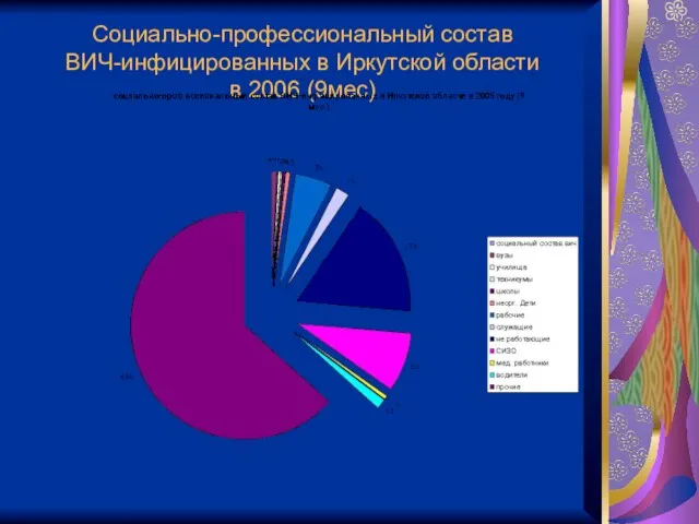 Социально-профессиональный состав ВИЧ-инфицированных в Иркутской области в 2006 (9мес)