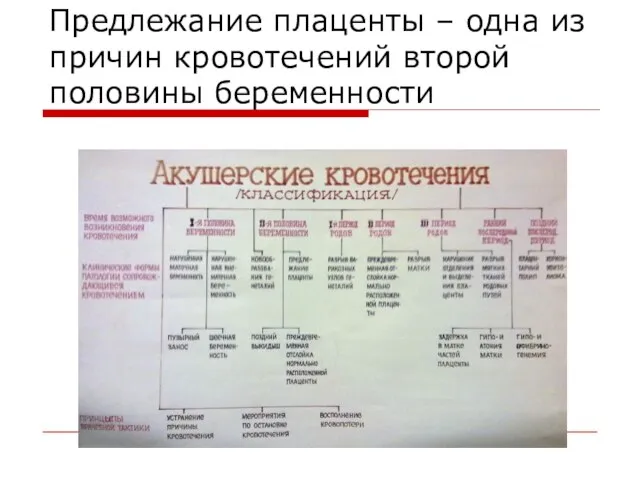 Предлежание плаценты – одна из причин кровотечений второй половины беременности