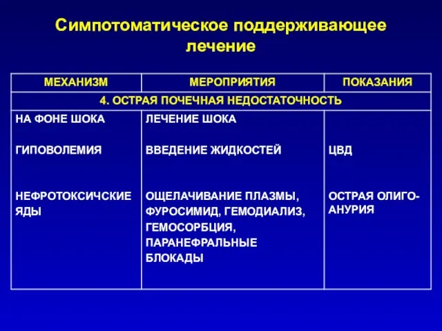 Симпотоматическое поддерживающее лечение