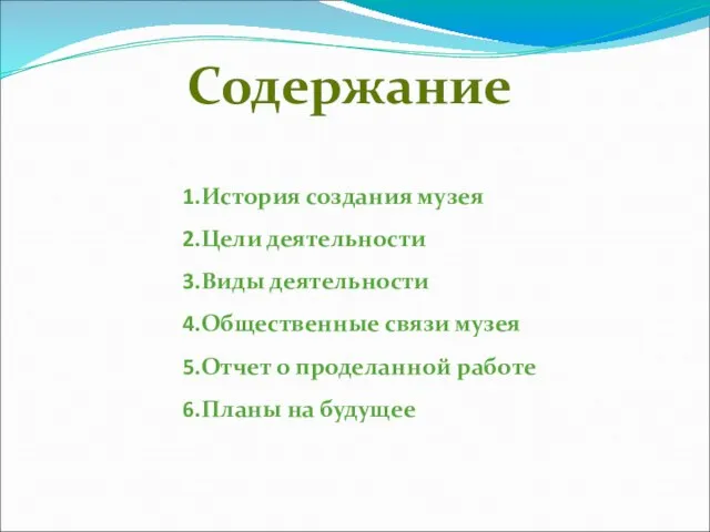 История создания музея Цели деятельности Виды деятельности Общественные связи музея Отчет