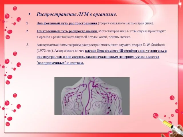 Распространение ЛГМ в организме. Лимфогенный путь распространения (теория смежного распространения). Гематогенный