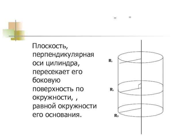 Плоскость, перпендикулярная оси цилиндра, пересекает его боковую поверхность по окружности, ,