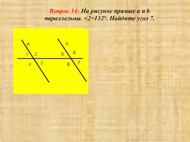 Вопрос 14: На рисунке прямые a и b параллельны. а b